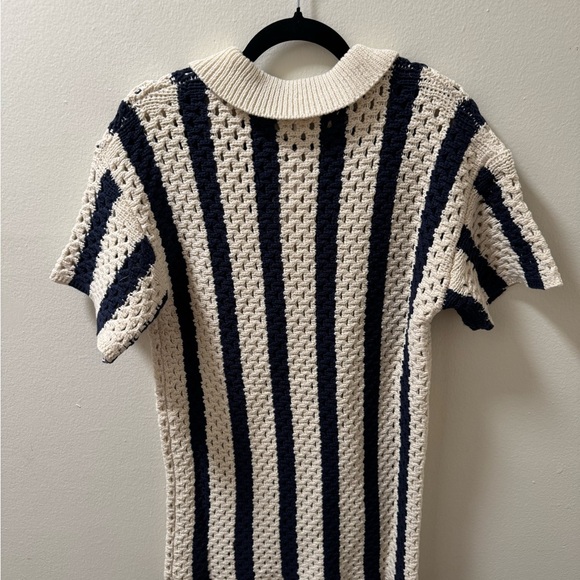 The Drop Knit Sweater Dress with Navy and Cream Stripes - Picture 5 of 5